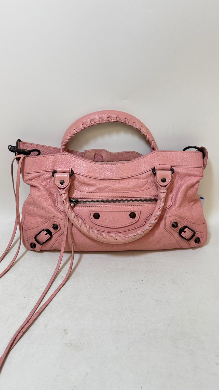 Preloved Balenciaga City Bag Pink Leather Shoulder Bag