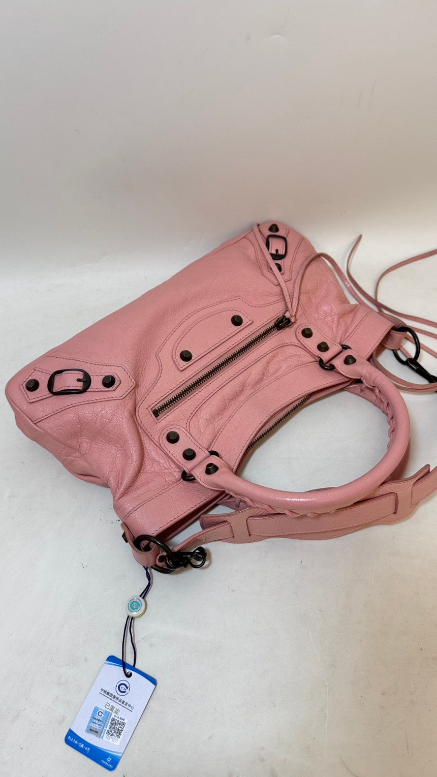 Preloved Balenciaga City Bag Pink Leather Shoulder Bag