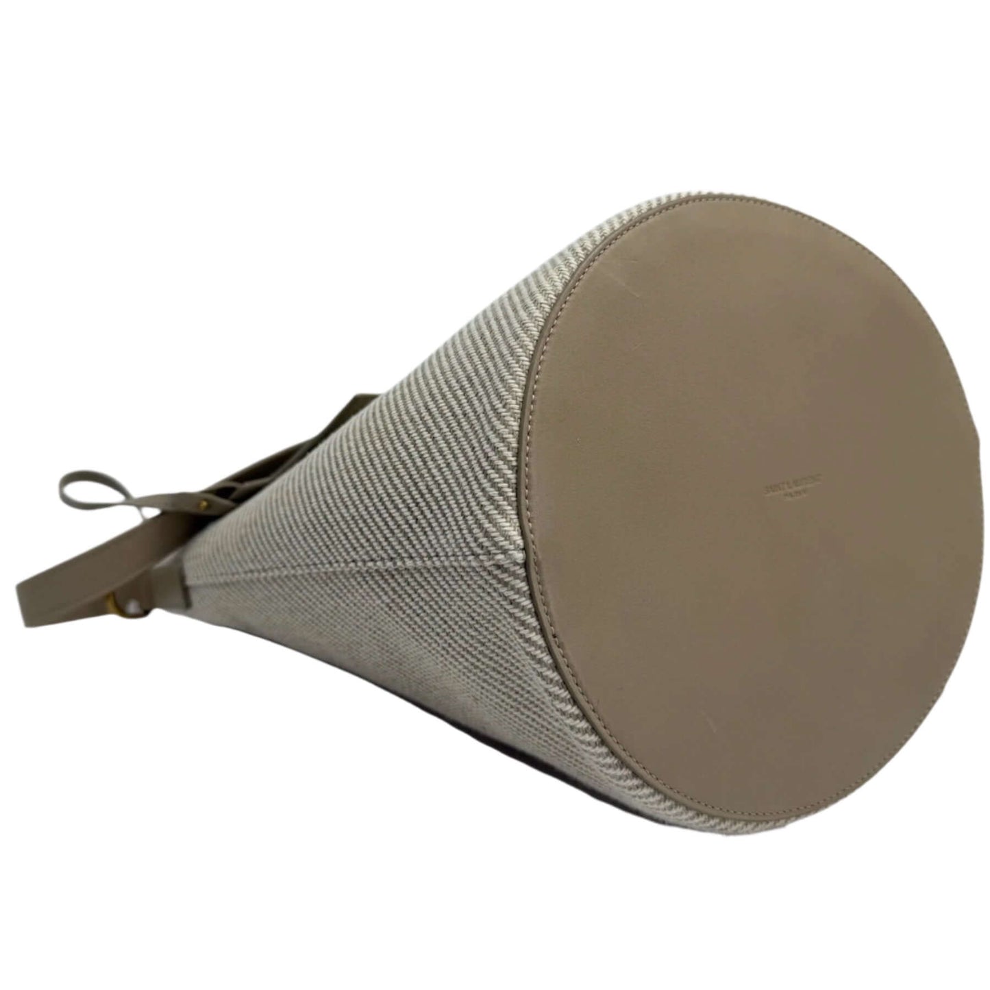 Saint Laurent Rive Gauche Linen & Calfskin Bucket Bag – Beige