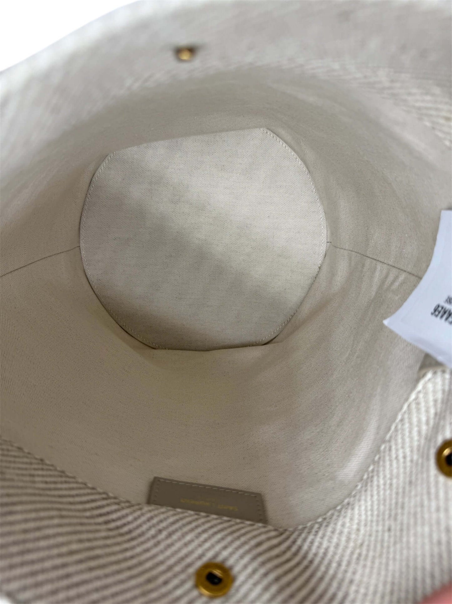 Saint Laurent Rive Gauche Linen & Calfskin Bucket Bag – Beige