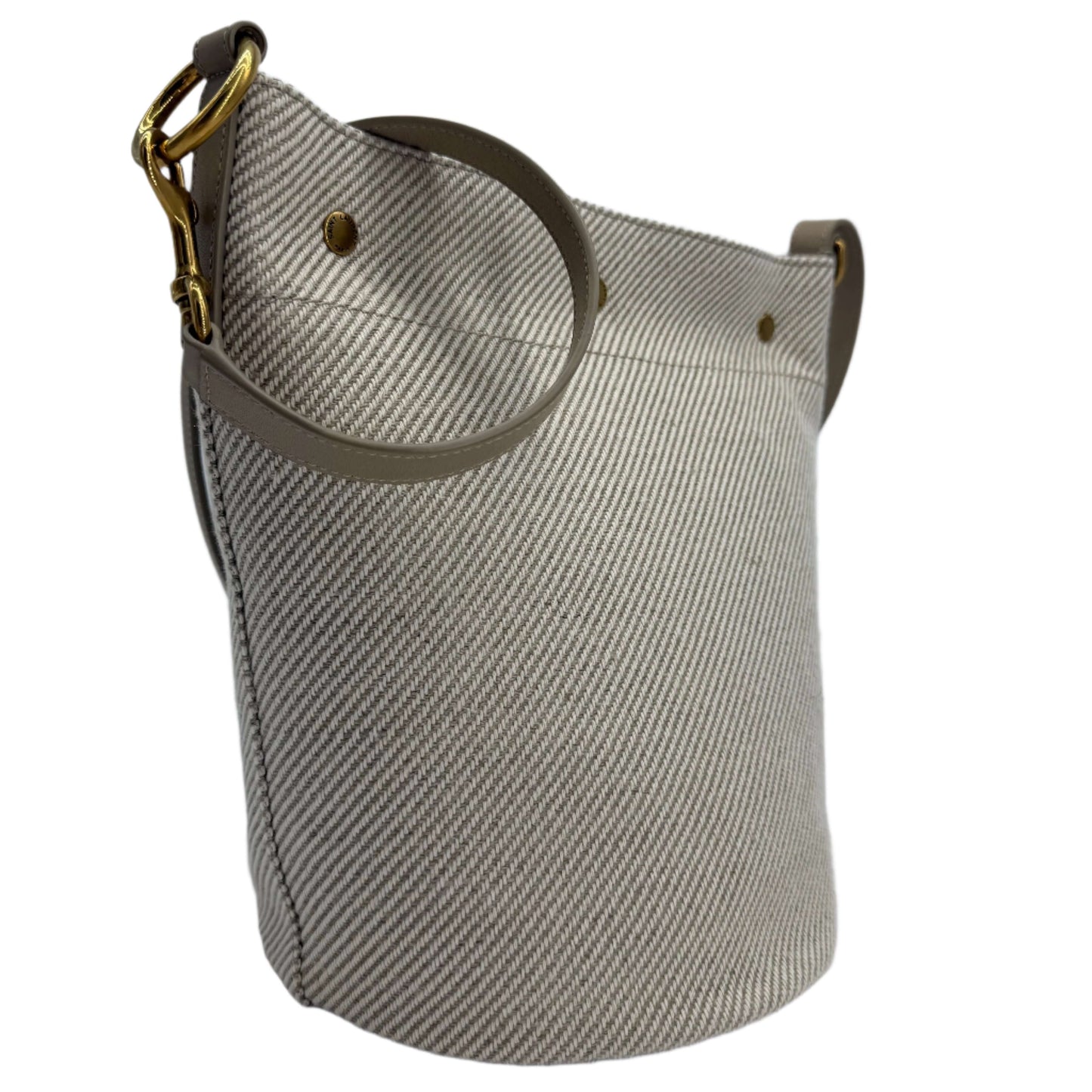 Saint Laurent Rive Gauche Linen & Calfskin Bucket Bag – Beige