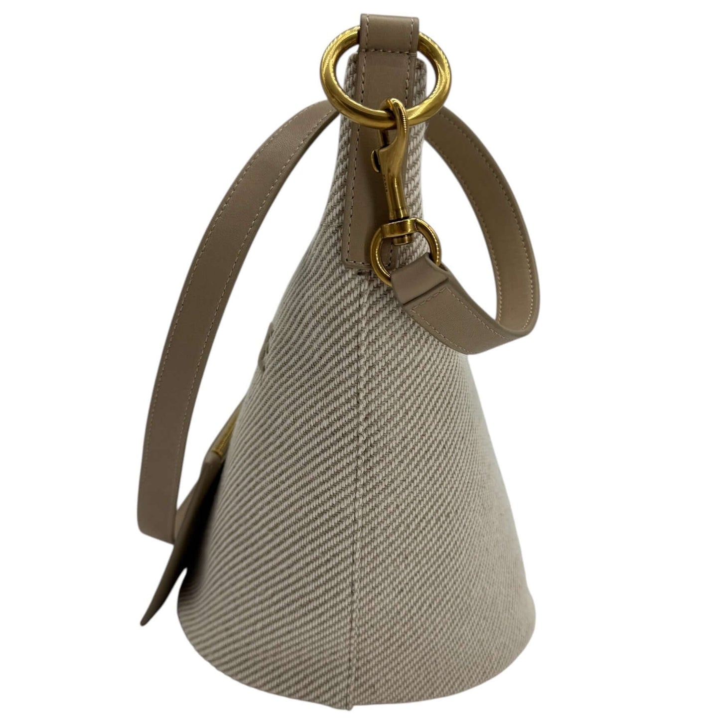 Saint Laurent Rive Gauche Linen & Calfskin Bucket Bag – Beige