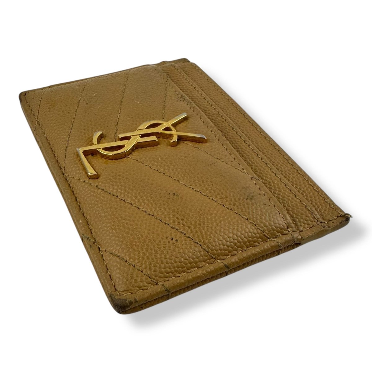 Saint Laurent YSL Cassandre Brown Matelassé Leather Cardholder Purse