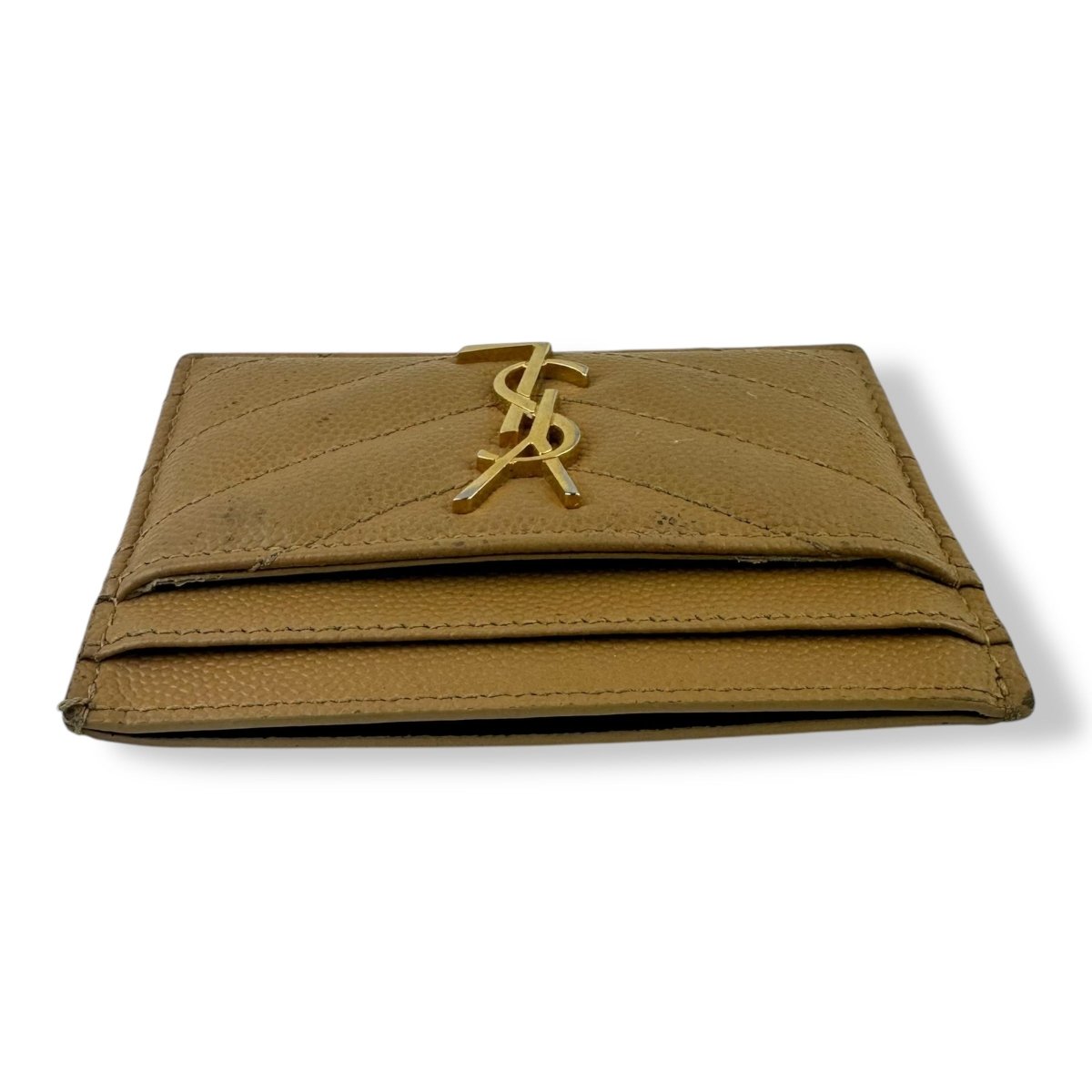 Saint Laurent YSL Cassandre Brown Matelassé Leather Cardholder Purse