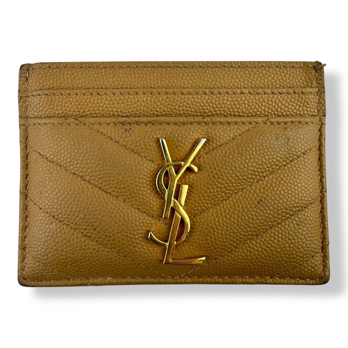 Saint Laurent YSL Cassandre Brown Matelassé Leather Cardholder Purse