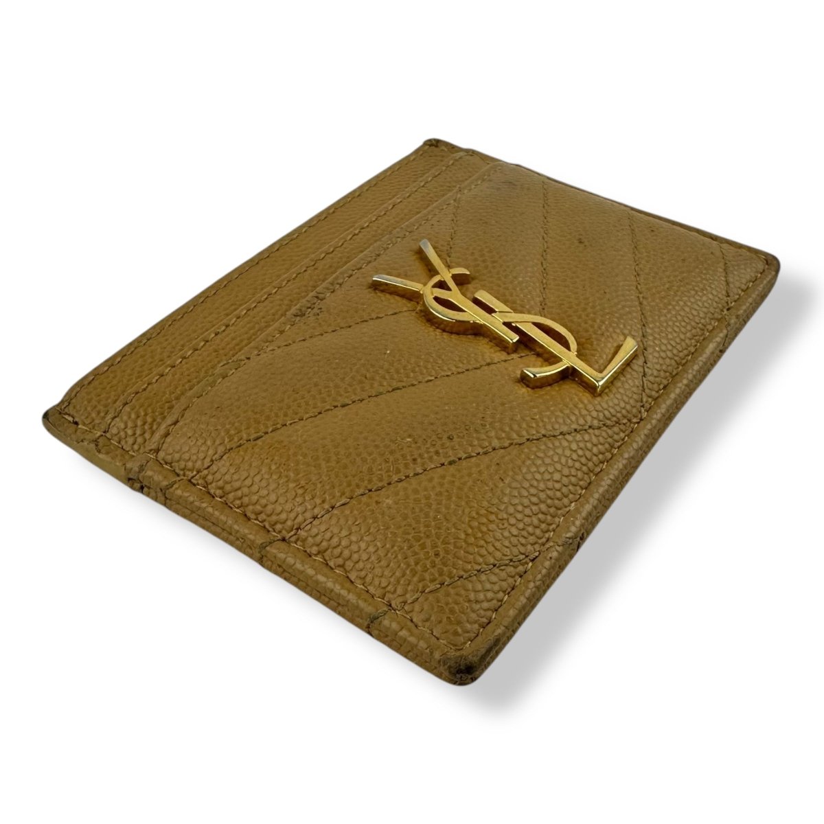 Saint Laurent YSL Cassandre Brown Matelassé Leather Cardholder Purse