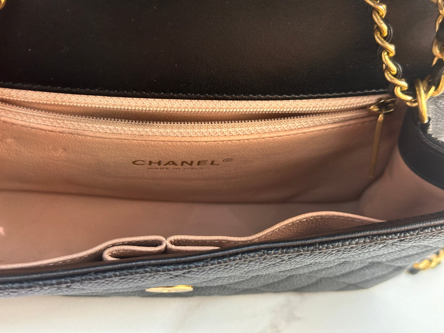 CHANEL Caviar Quilted Small CC Filigree Flap Black