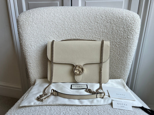 Gucci Interlocking GG White Medium Shoulder Bag
