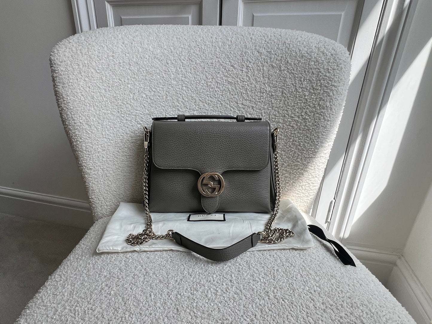 Gucci Interlocking GG Grey Medium Top Handle Bag (RRP £1,150)