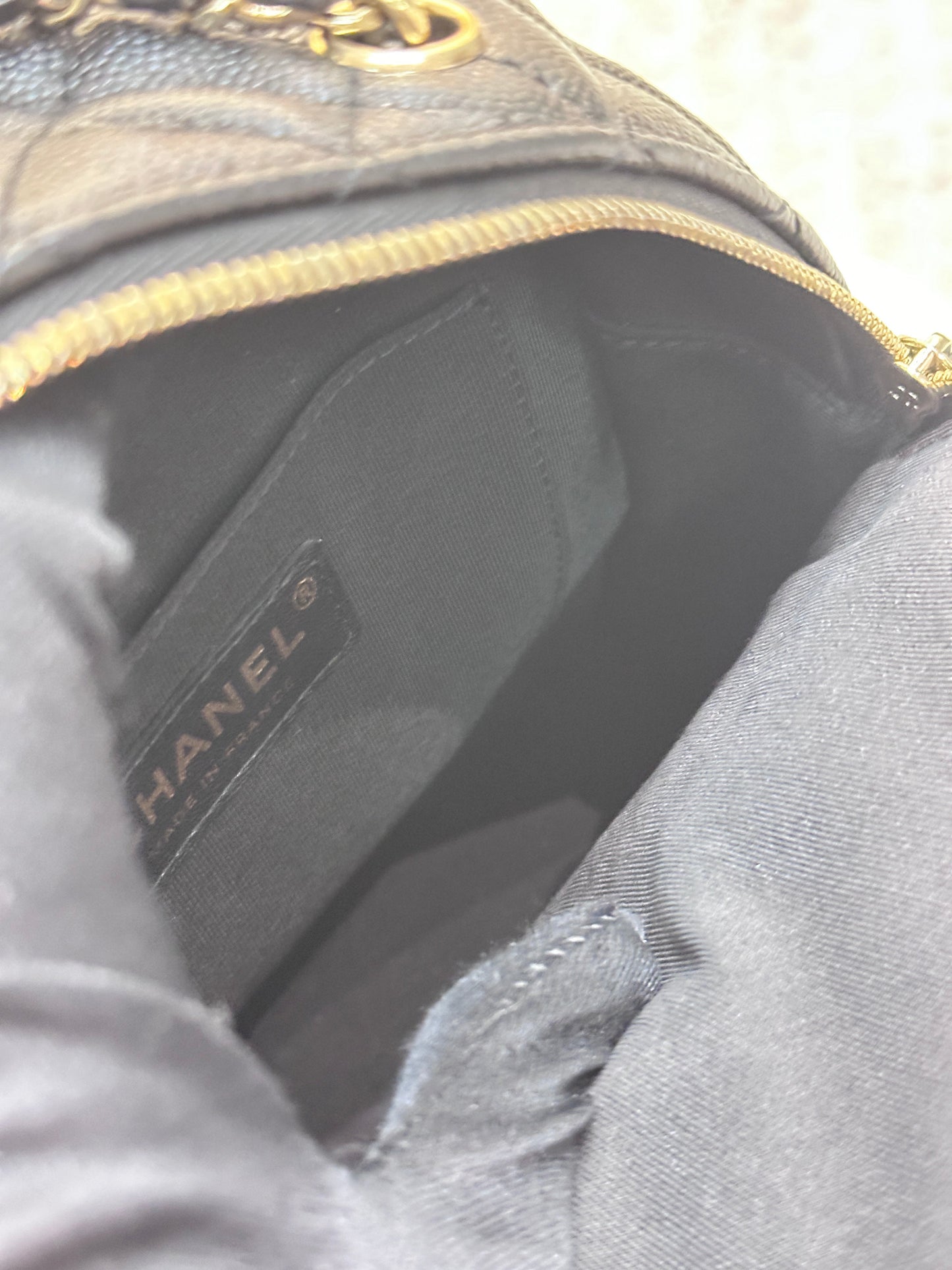 Chanel CC Day Backpack Quilted Caviar Mini