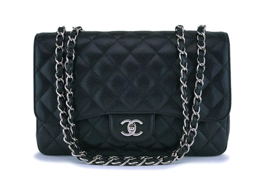 Chanel Black Caviar Jumbo Classic Flap Bag SHW