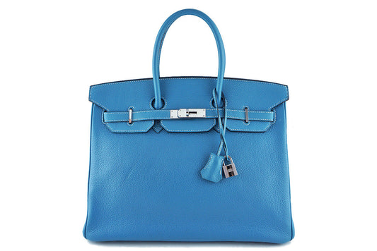 Hermes Blue Jean Togo 35cm Birkin Bag, PHW