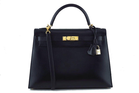 Hermes Black 32cm Box calf Kelly Sellier Bag, GHW