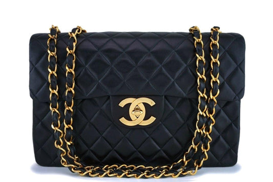 Chanel Black Vintage Lambskin Maxi "Jumbo XL" Classic Flap Bag 24k GHW