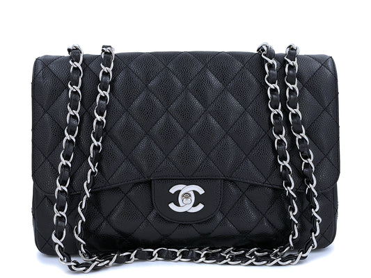 Chanel Black Caviar Jumbo Classic Flap Bag SHW