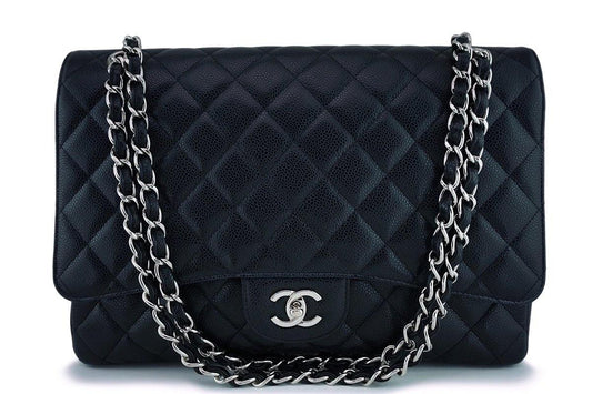 Chanel Black Caviar Maxi "Jumbo XL" Classic Flap Bag SHW