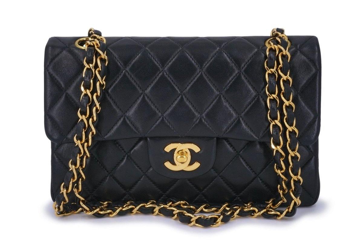 Chanel Black Lambskin Small Classic Double Flap Bag 24k GHW