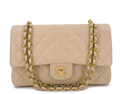 Chanel 1994 Vintage Beige Medium Classic Double Flap Bag 24k GHW