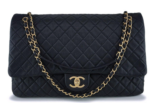 Chanel Black Ltd Airlines Runway Travel XXL Classic Flap Bag GHW U92