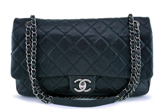 Chanel Black Caviar Jumbo-sized Classic Easy Flap Bag
