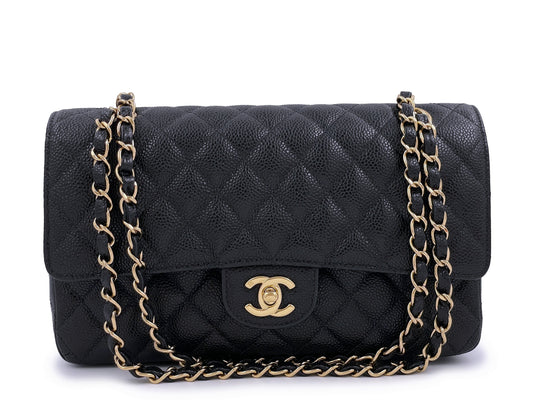 Pristine 2004 Chanel Black Caviar Medium Classic Double Flap Bag 24k GHW