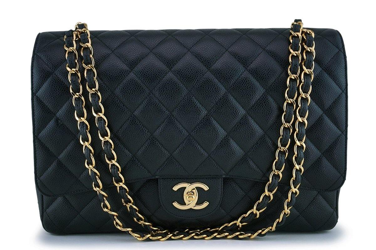Chanel Black Caviar Maxi "Jumbo XL" Classic Double Flap Bag GHW