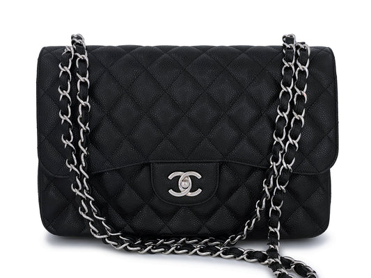 Chanel Black Caviar Jumbo Classic Double Flap Bag SHW