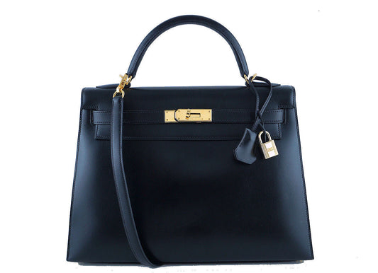 Hermes Black 32cm Box calf Kelly Sellier Bag, GHW