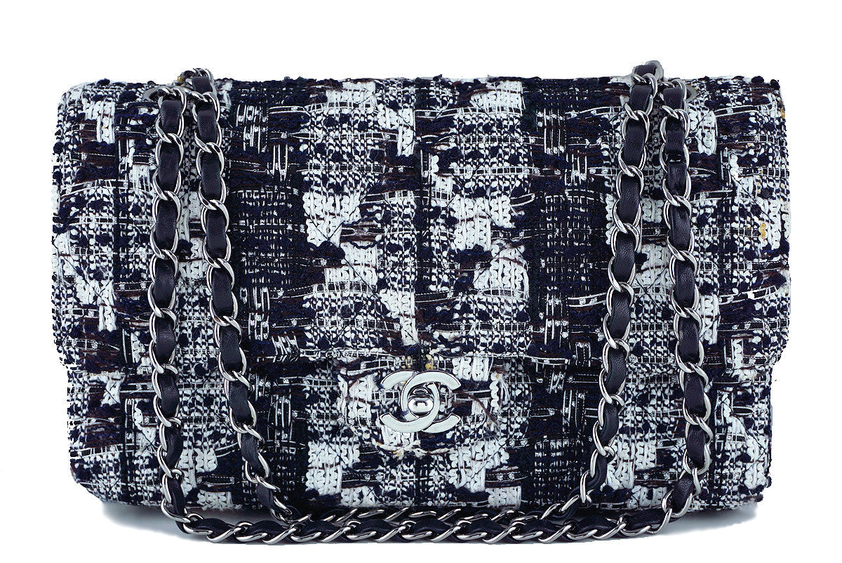 Chanel Gray Tweed Medium Classic 2.55 Double Flap Bag