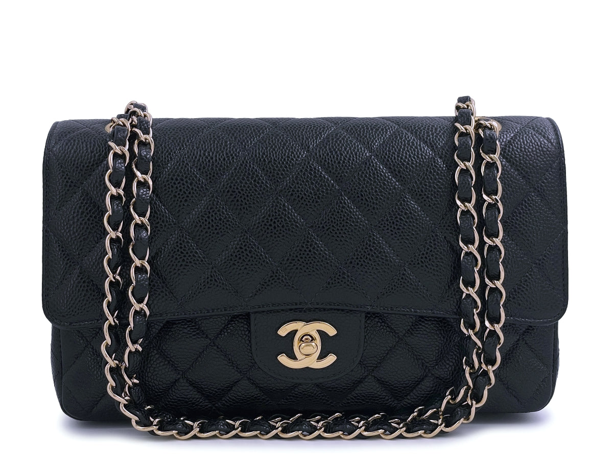 Chanel Vintage 2002 Black Caviar Medium Classic Double Flap Bag 24k GHW