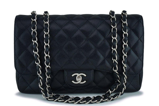 Chanel Black Caviar Jumbo Classic Flap Bag SHW