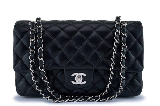 Chanel Black Lambskin Medium Classic Double Flap Bag SHW