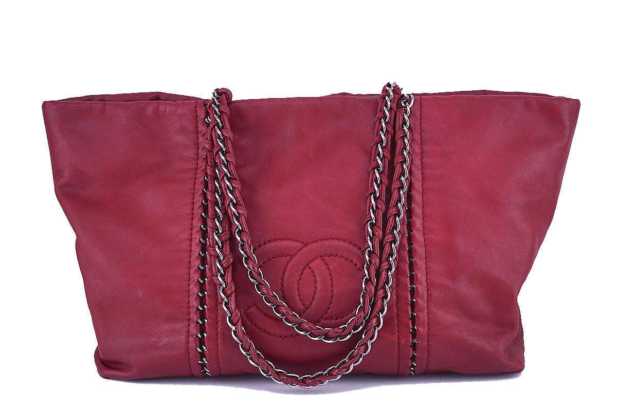 Chanel Red Large Luxury Ligne Soft Calfskin Tote Bag