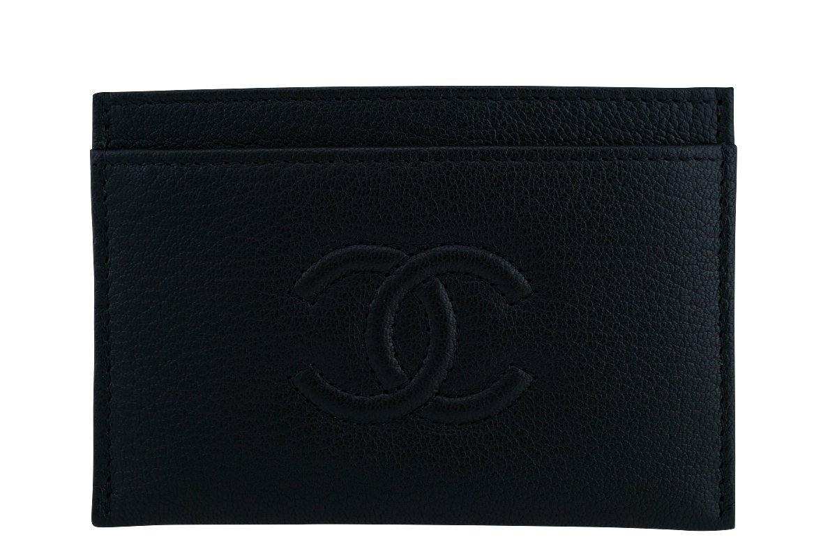 Chanel Black Logo Slim Card Holder Case Wallet Bag