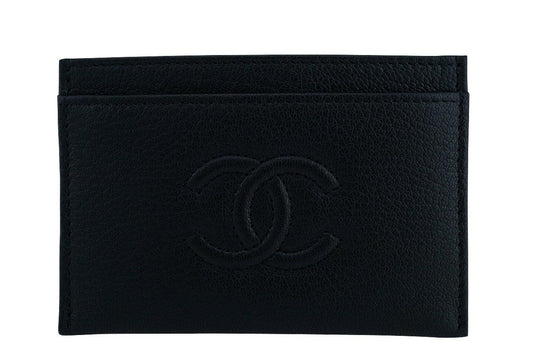 Chanel Black Logo Slim Card Holder Case Wallet Bag