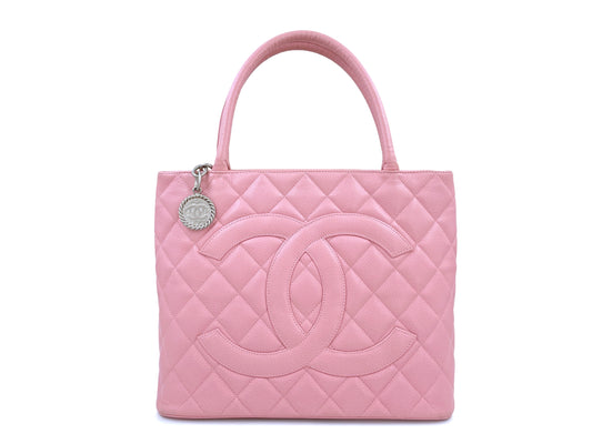 Chanel Vintage Caviar Medallion Tote Bag Sakura Pink