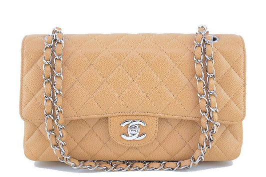 Chanel Beige Caviar Medium Classic 2.55 Double Flap Bag