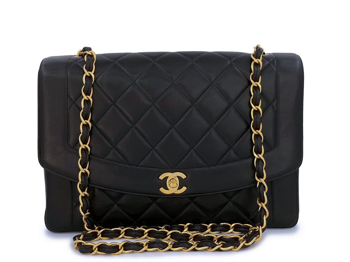 Very Rare Chanel Vintage 11in Large Diana Flap Bag 24k GHW