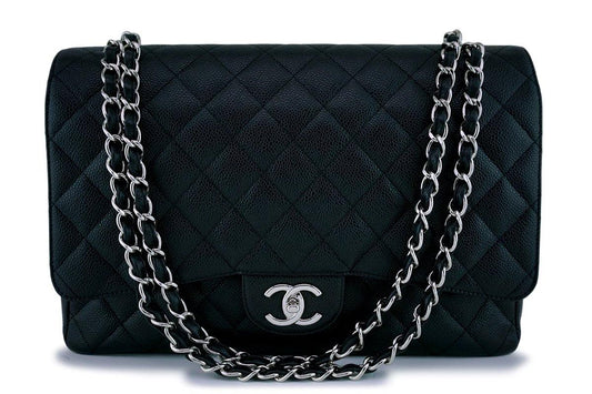 Chanel Black Caviar Maxi "Jumbo XL" Classic Double Flap Bag SHW