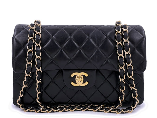 Chanel Vintage Black Small Classic Double Flap Bag 24k GHW Lambskin