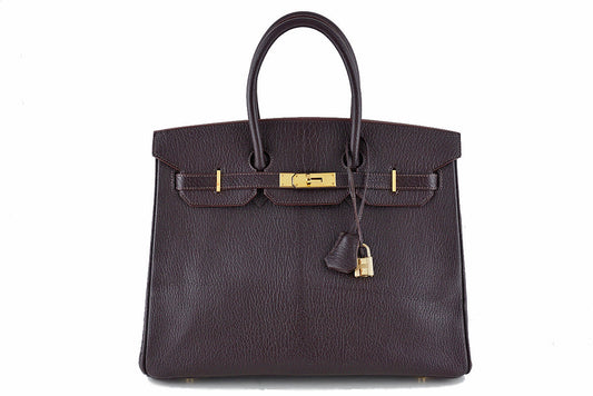 Hermes Ebene Chevre 35cm Birkin dark brown Bag