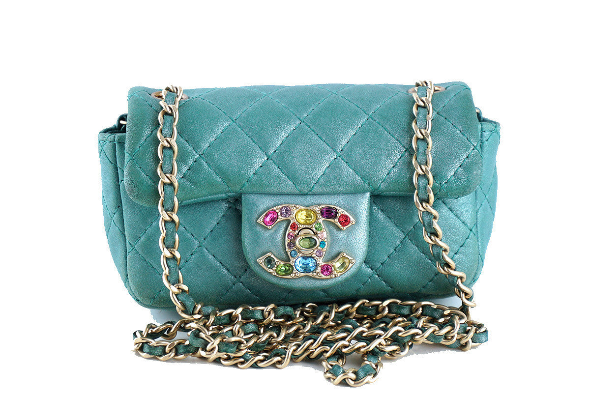 Chanel Turquoise Extra Mini Flap, Precious Jewel Limited 2.55 Bag WFS