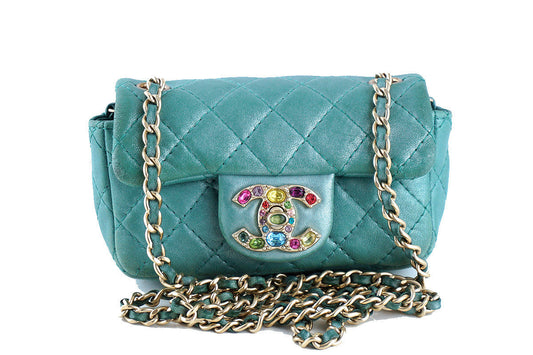 Chanel Turquoise Extra Mini Flap, Precious Jewel Limited 2.55 Bag WFS
