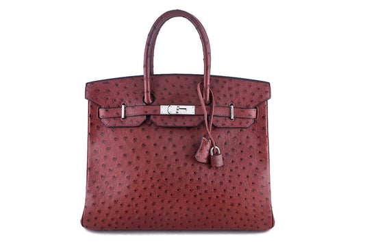 Hermes Ostrich Rouge H Red 35cm Birkin Bag PHW BRL