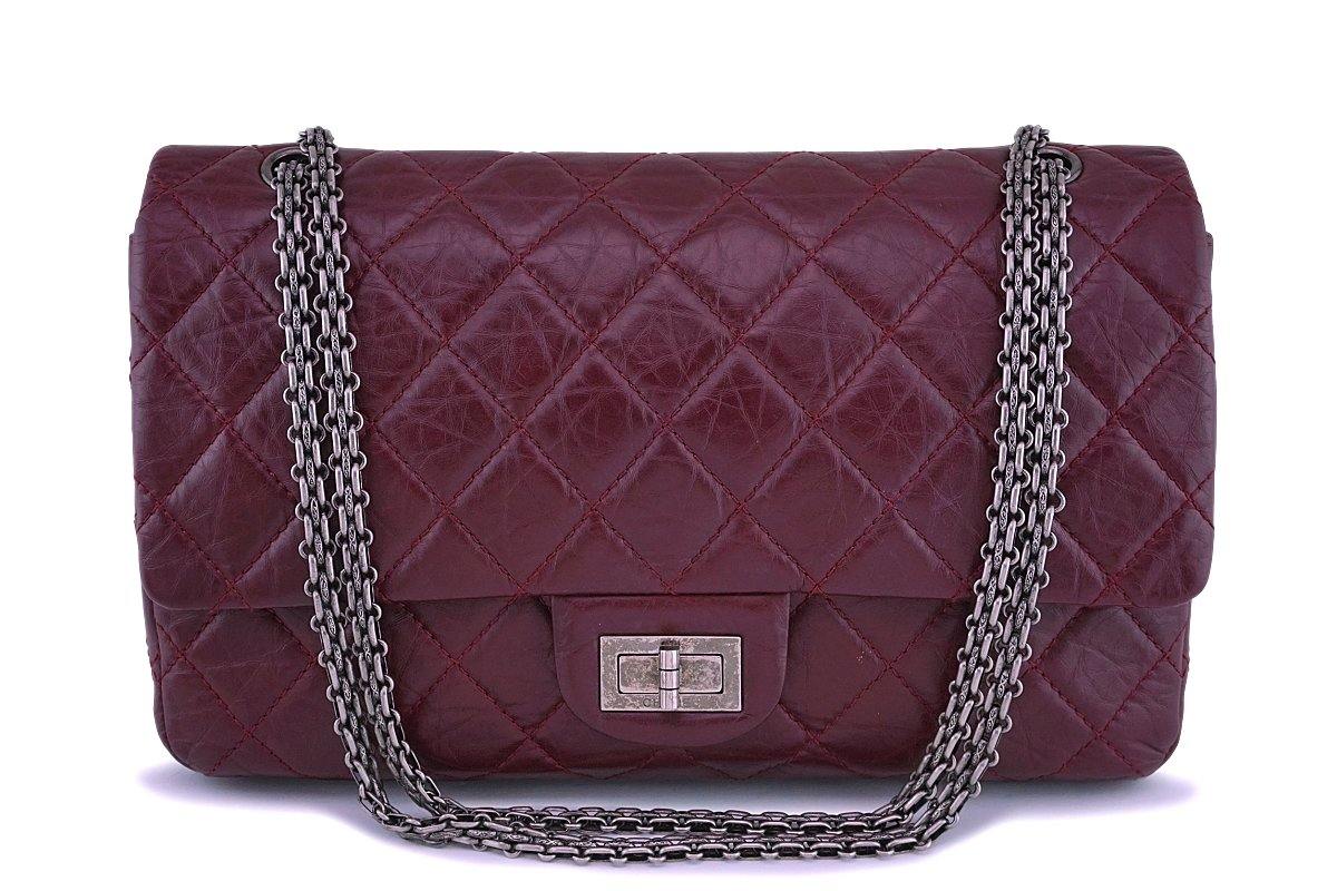 Chanel Burgundy Red 2.55 Classic Reissue 227 Large Jumbo Flap Bag RHW