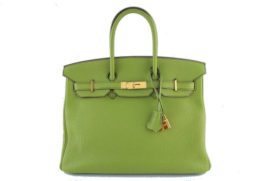 Hermes Birkin Bag, 35cm Vert Anis Apple Green Togo Tote, GOLD HW