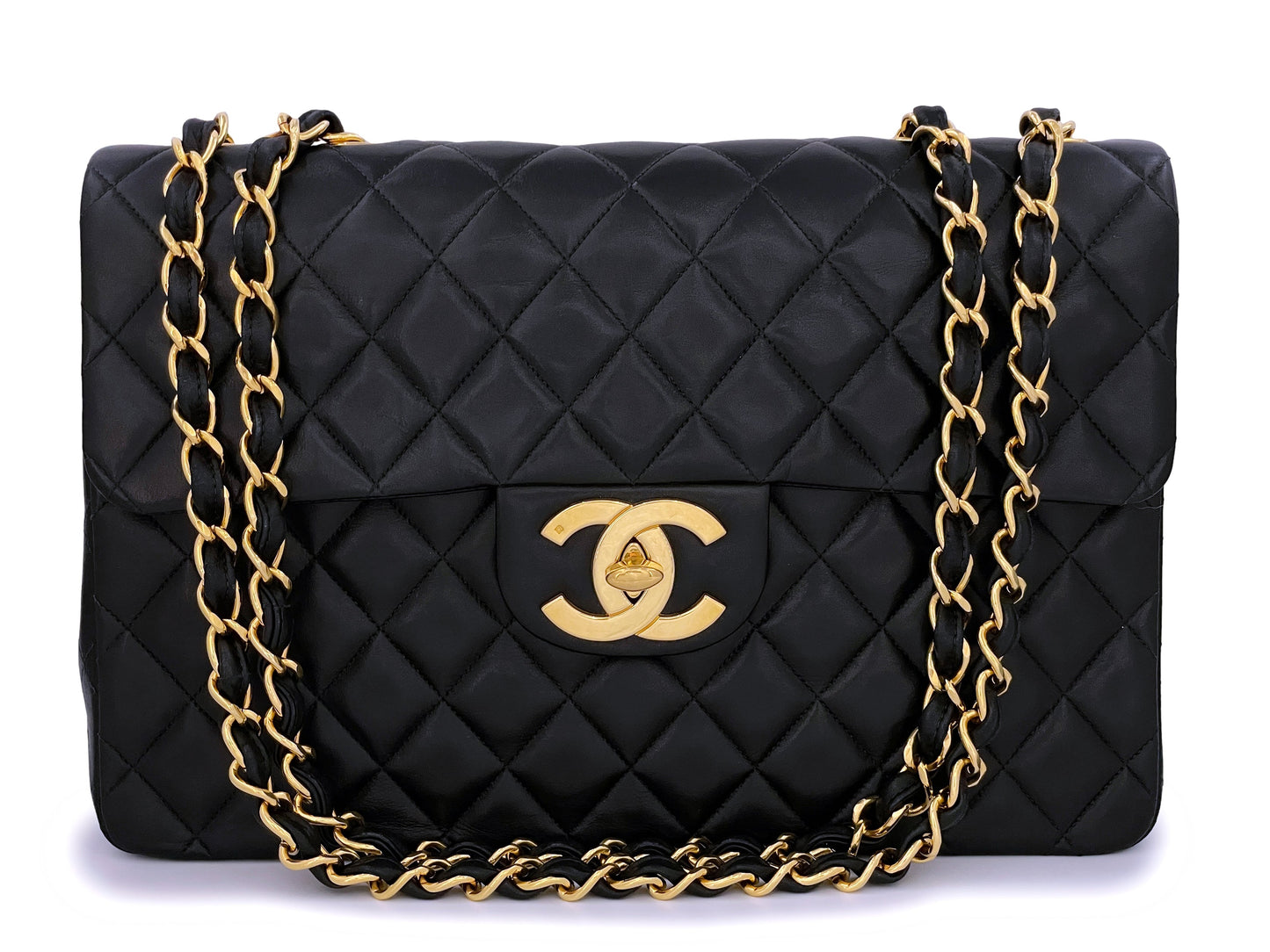 Chanel 1995 Vintage Black Maxi "Jumbo XL" Flap Bag 24k GHW FTD
