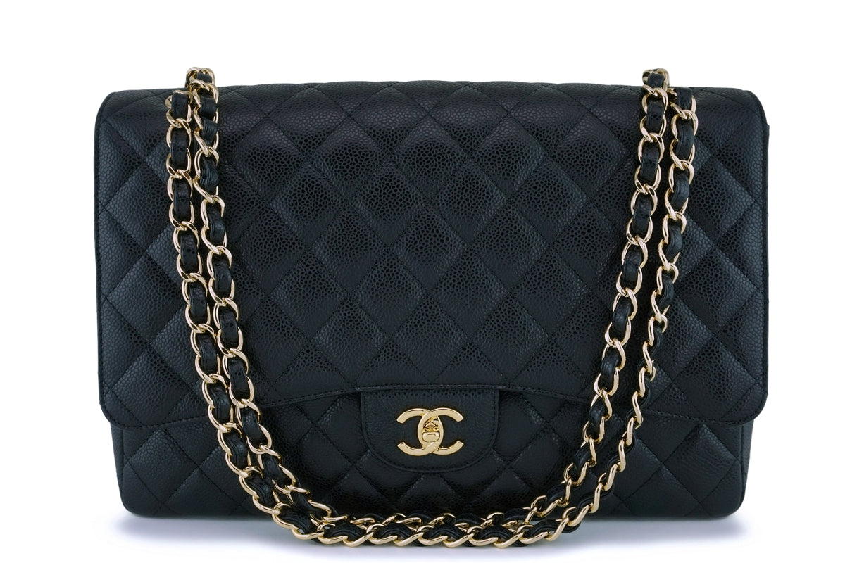 Chanel Black Caviar Maxi Classic Flap Bag GHW
