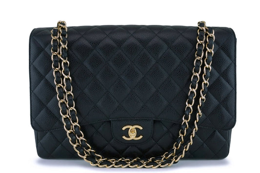 Chanel Black Caviar Maxi Classic Flap Bag GHW