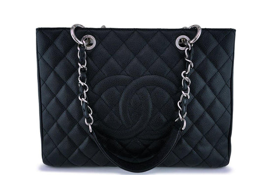 Chanel Black Caviar Grand Shopper Tote GST Bag SHW